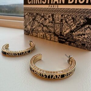 Dior Gold and Black Hoop Earrings